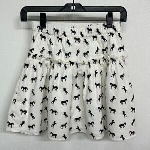 J.Crew Crewcuts Girls XL Tiered Skirt in Wild Horse Print Ivory Black